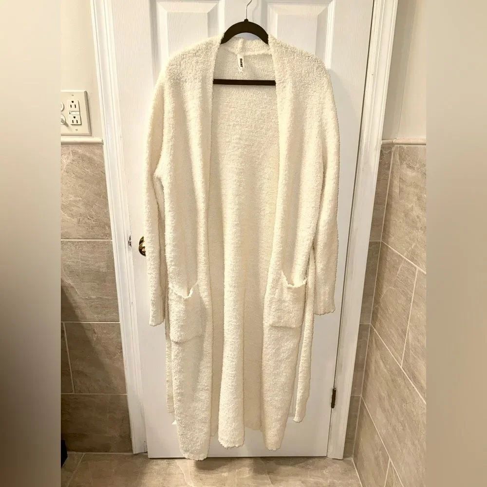 SKIMS Cozy Plush Cream Long Cardigan Duster Robe size S/M